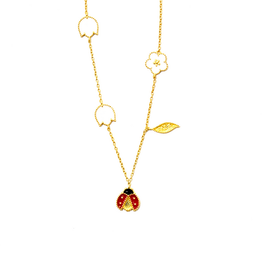 Lady Bug In Garden Neckpiece