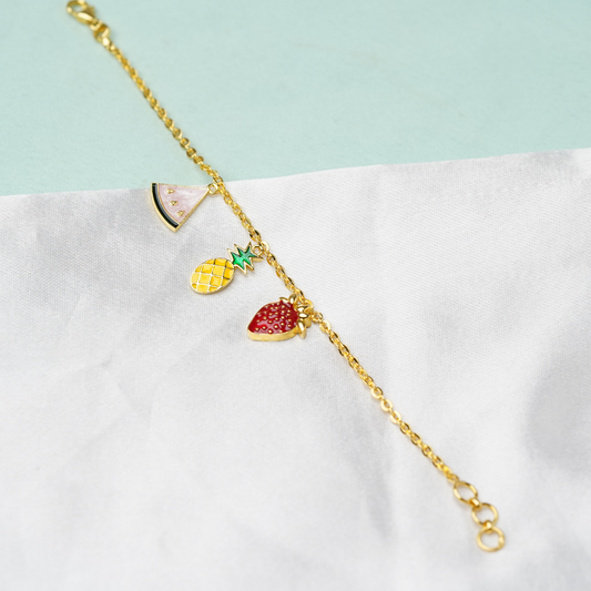 Silver Mixed fruit Chain Bracelet/ kids silver jewelry